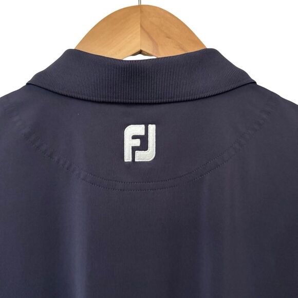 FootJoy Mens Size Large Navy Striped Performance Polo Shirt Havana Country Club - Picture 6 of 8